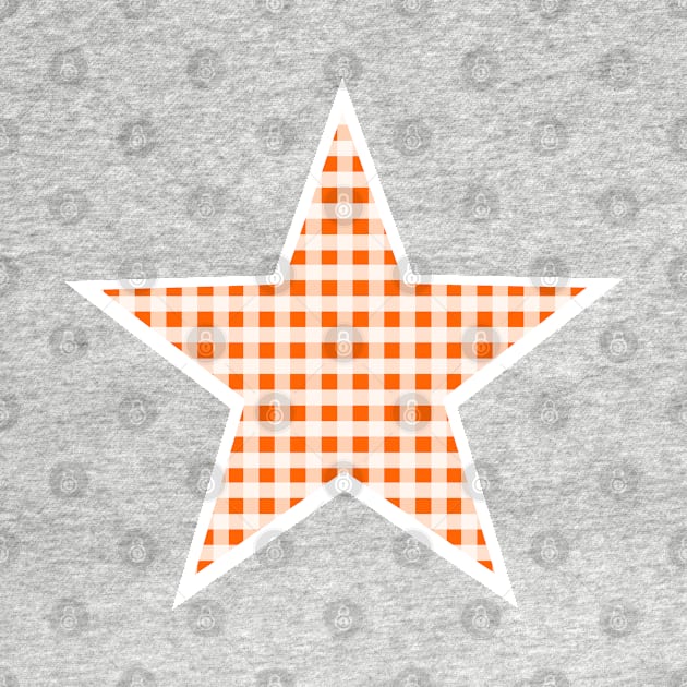 Orange and White Gingham Star by bumblefuzzies
